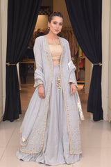 Grey Chikankari Lengha Choli