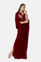 Maroon Velvet Kaftan