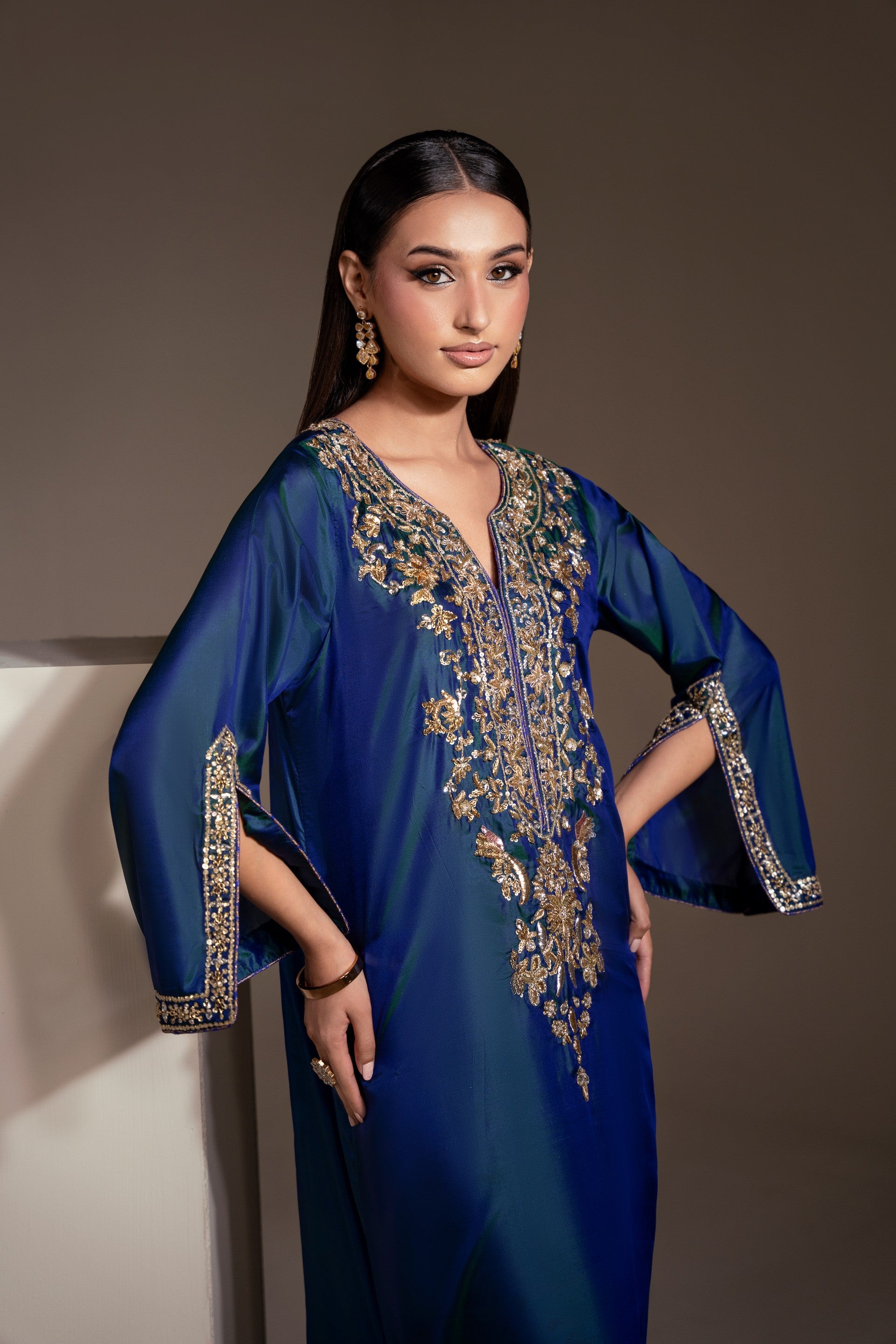 TWO TONE KETAN KAFTAN