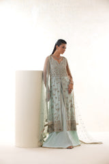 SOFT BLUE SILK NIKKAH DRESS