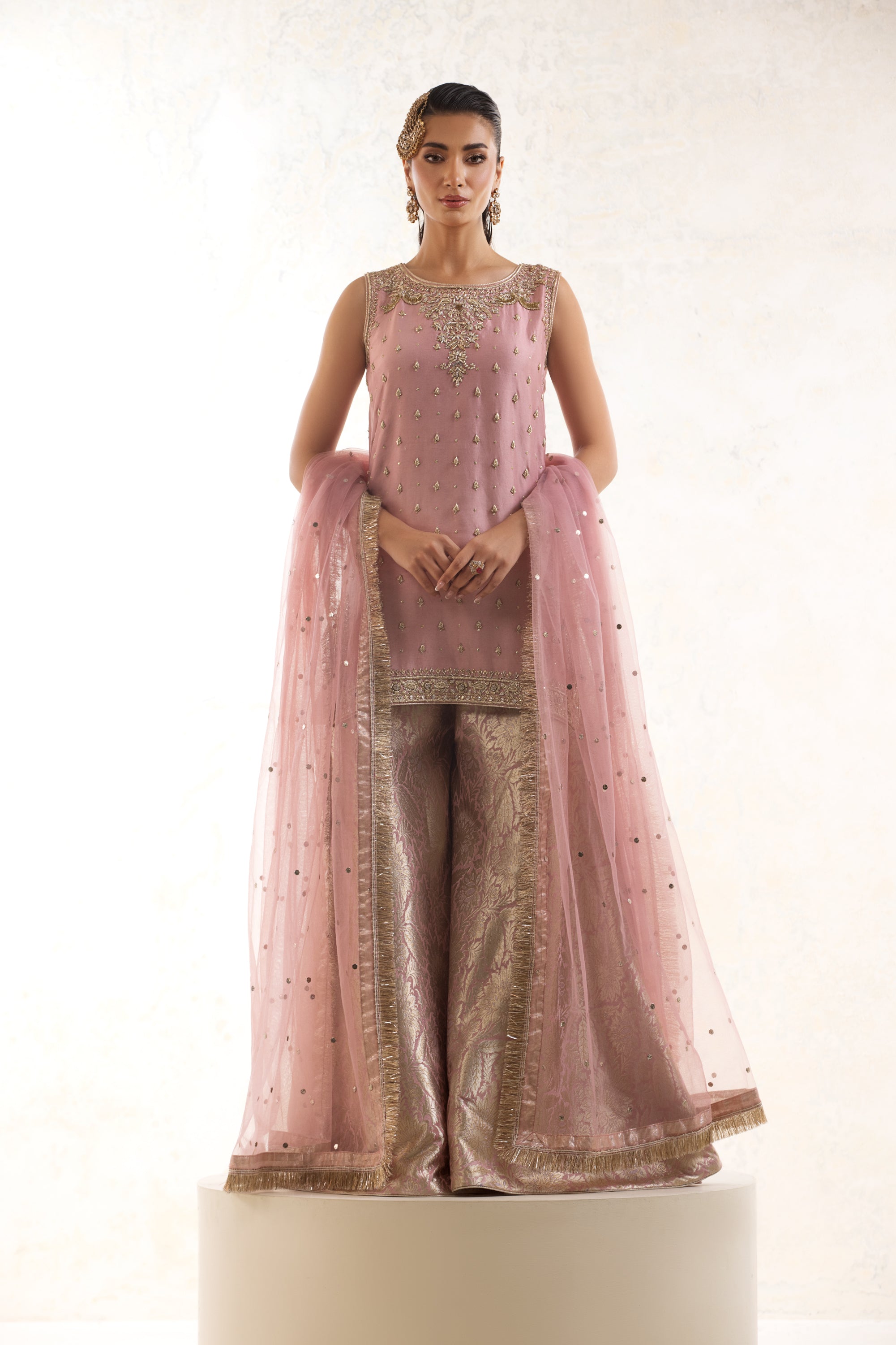 Silk & Jamavar Nikkah Dress Baby Pink / Large Silk & Jamavar Nikkah Dress Baby Pink / Large