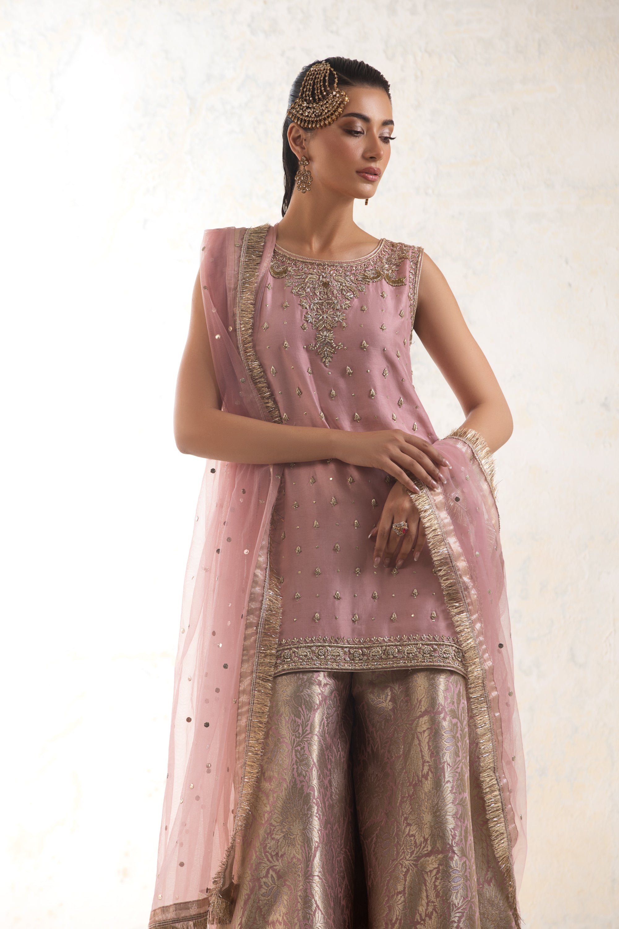 SILK & JAMAVAR NIKKAH DRESS Baby Pink / Large SILK & JAMAVAR NIKKAH DRESS Baby Pink / Large